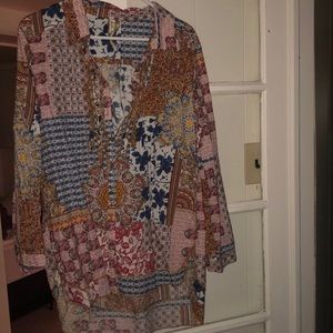Long sleeve patchwork blouse, size large